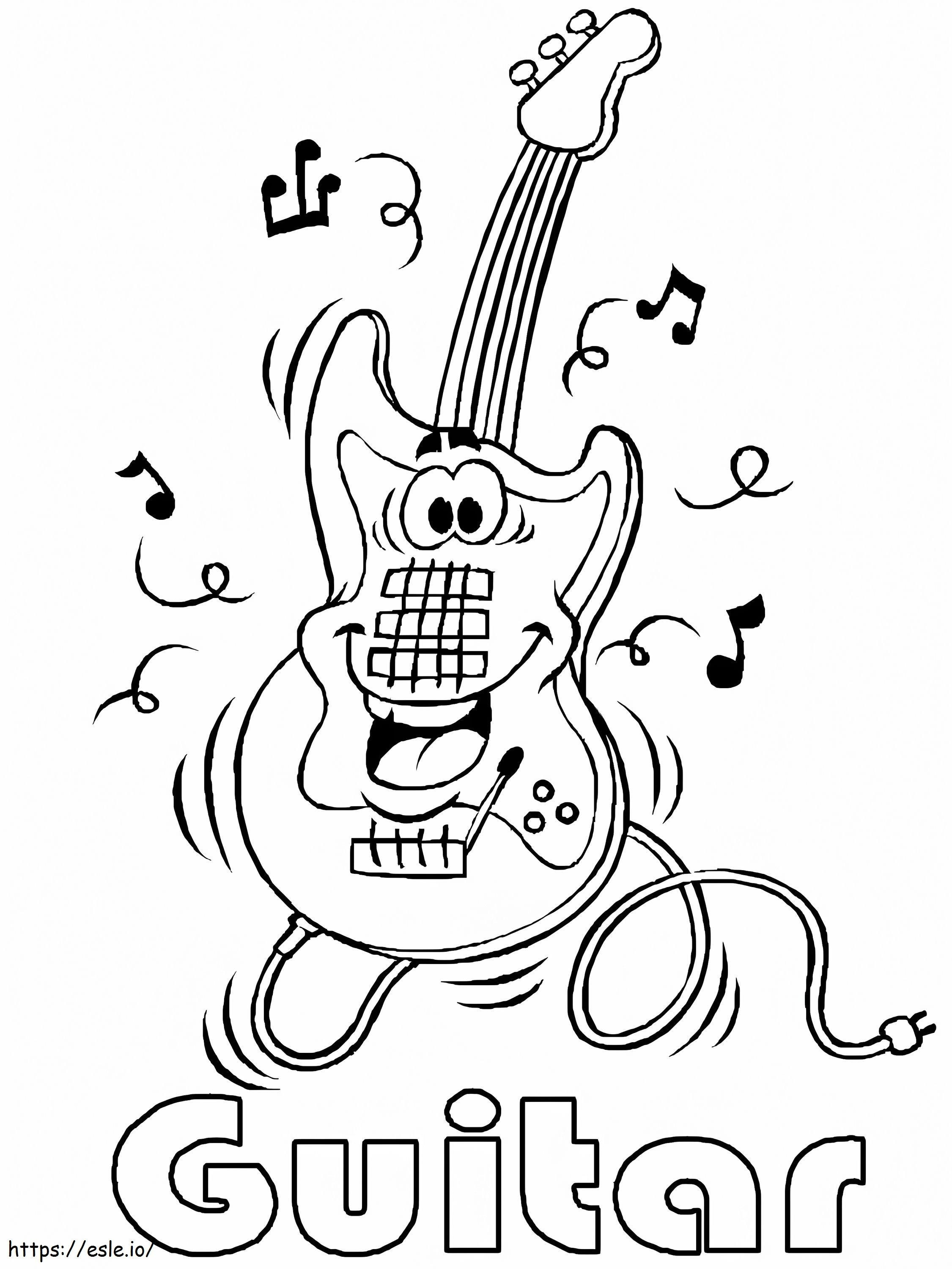 Cartoon Guitar coloring page