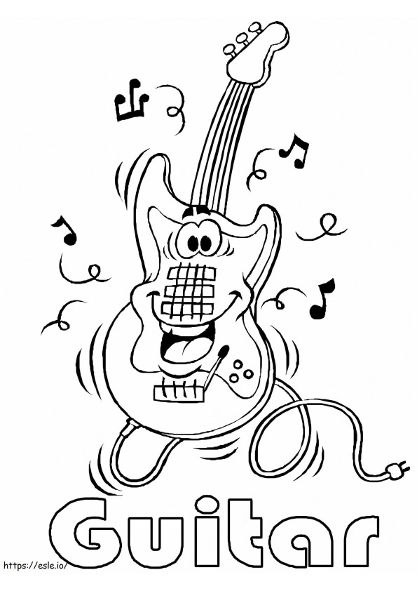 Cartoon gitaar kleurplaat