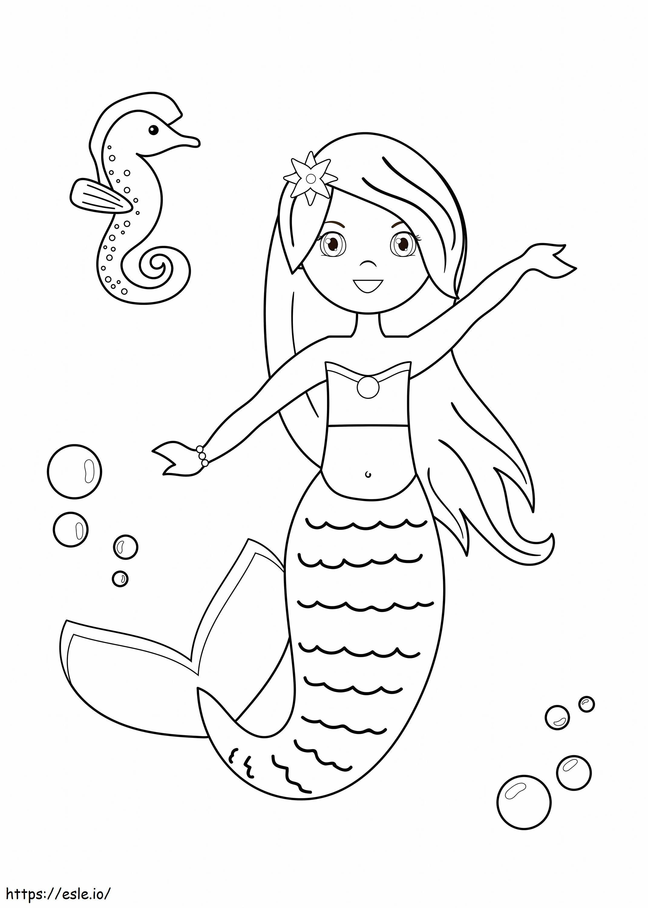 Mermaid And Seahorse Scaled coloring page