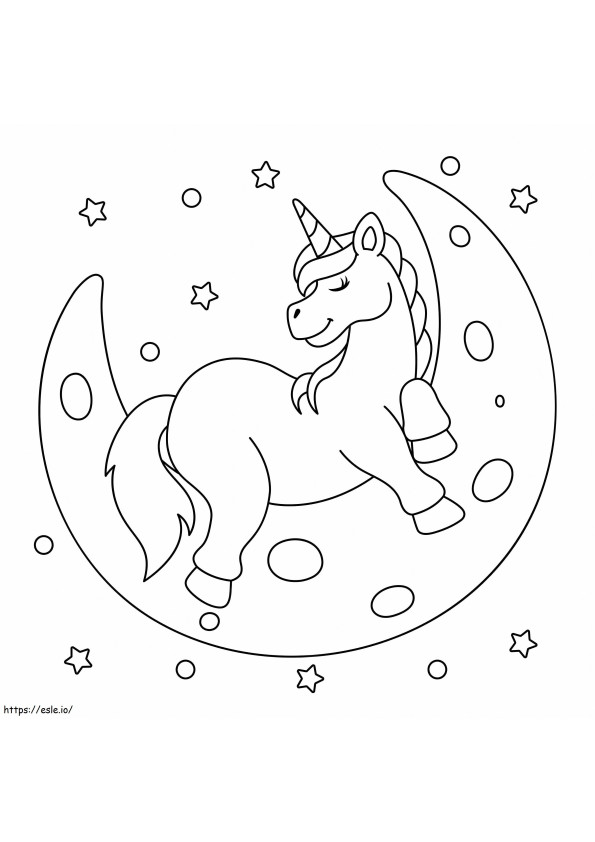 Unicorn Cu Lună de colorat