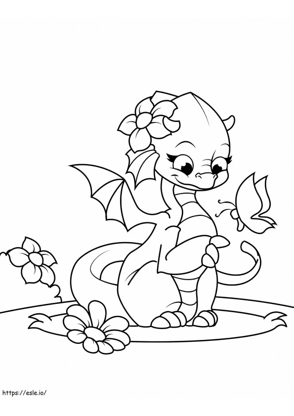 Dragon And Butterfly coloring page
