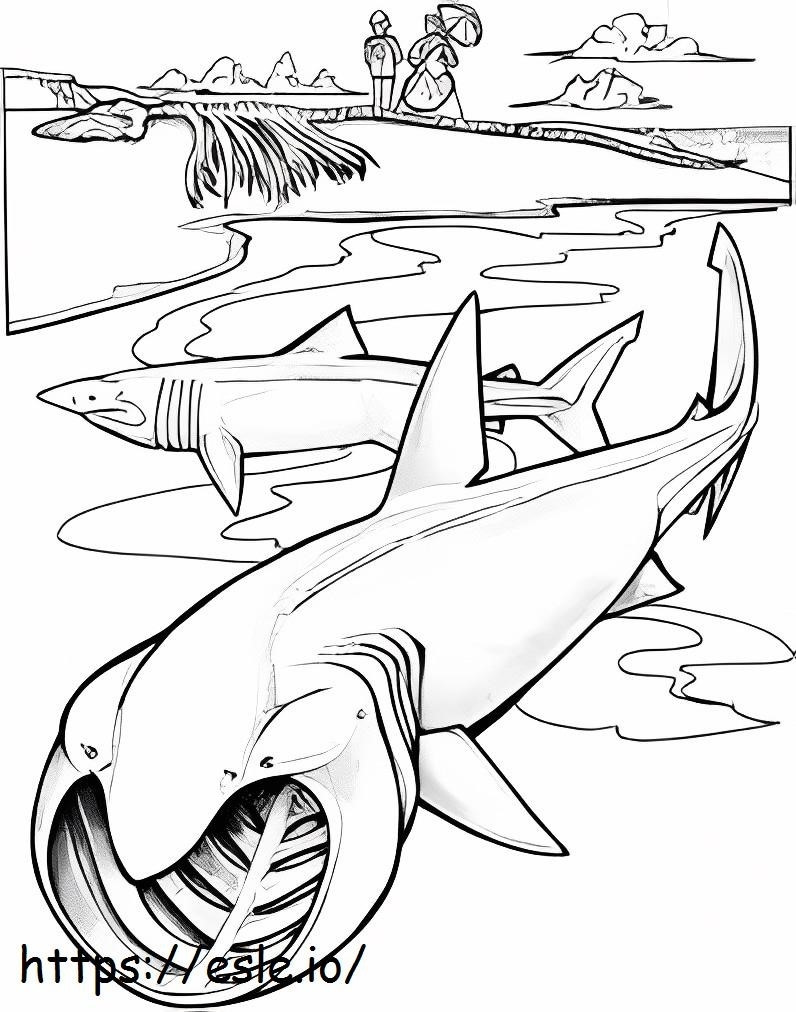 大きな口のサメの絵 ぬりえ - 塗り絵