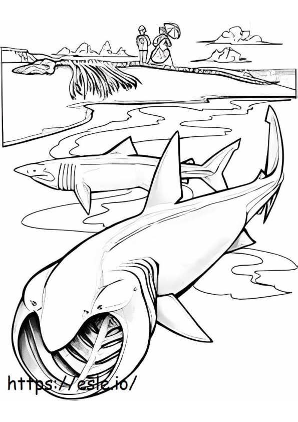 Desen de rechin cu gură mare de colorat