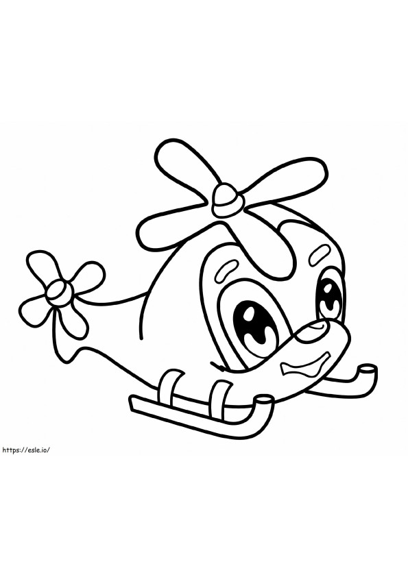 Cute Cartoon Helicopter coloring page