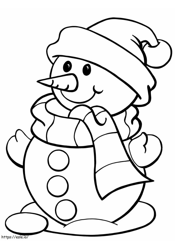 Hymyilevä lumiukko värityskuva