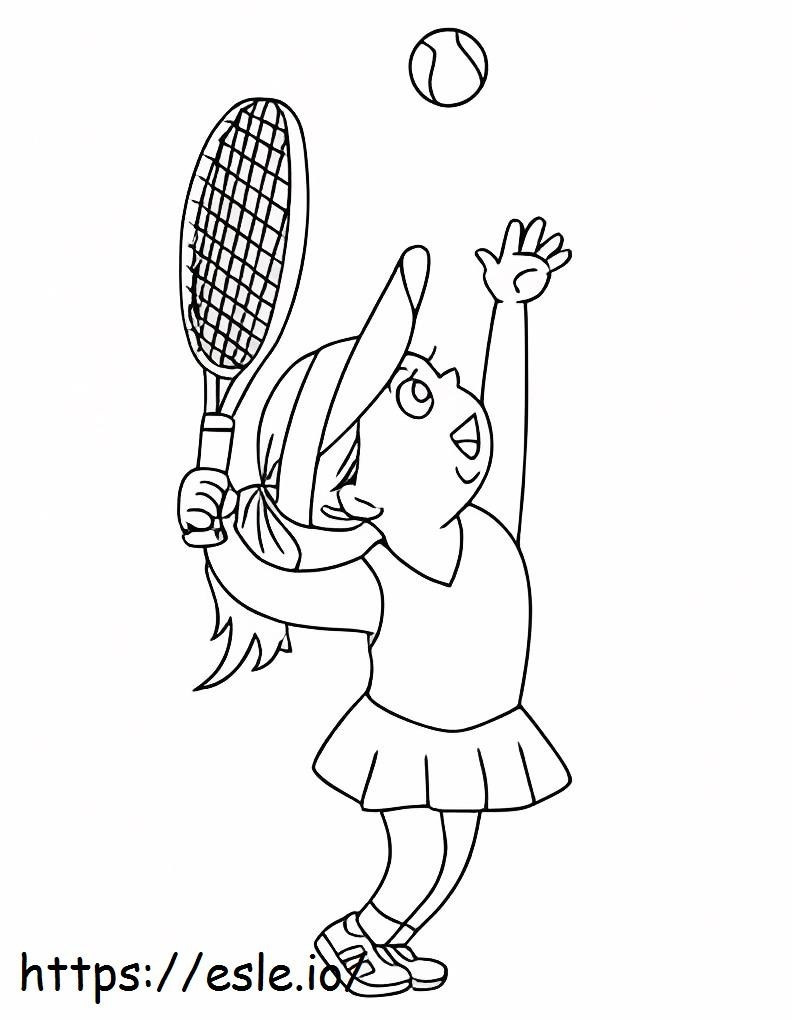 menina jogando tênis para colorir
