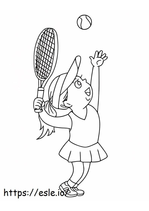 niña jugando tenis para colorear