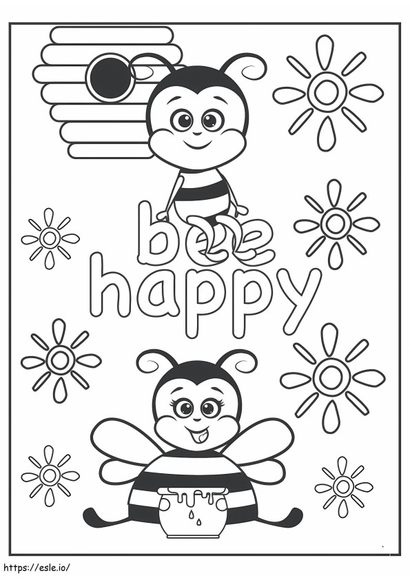 Happy Bees coloring page