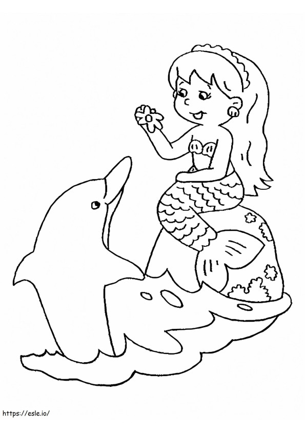 Merenneito ja Delfiini värityskuva