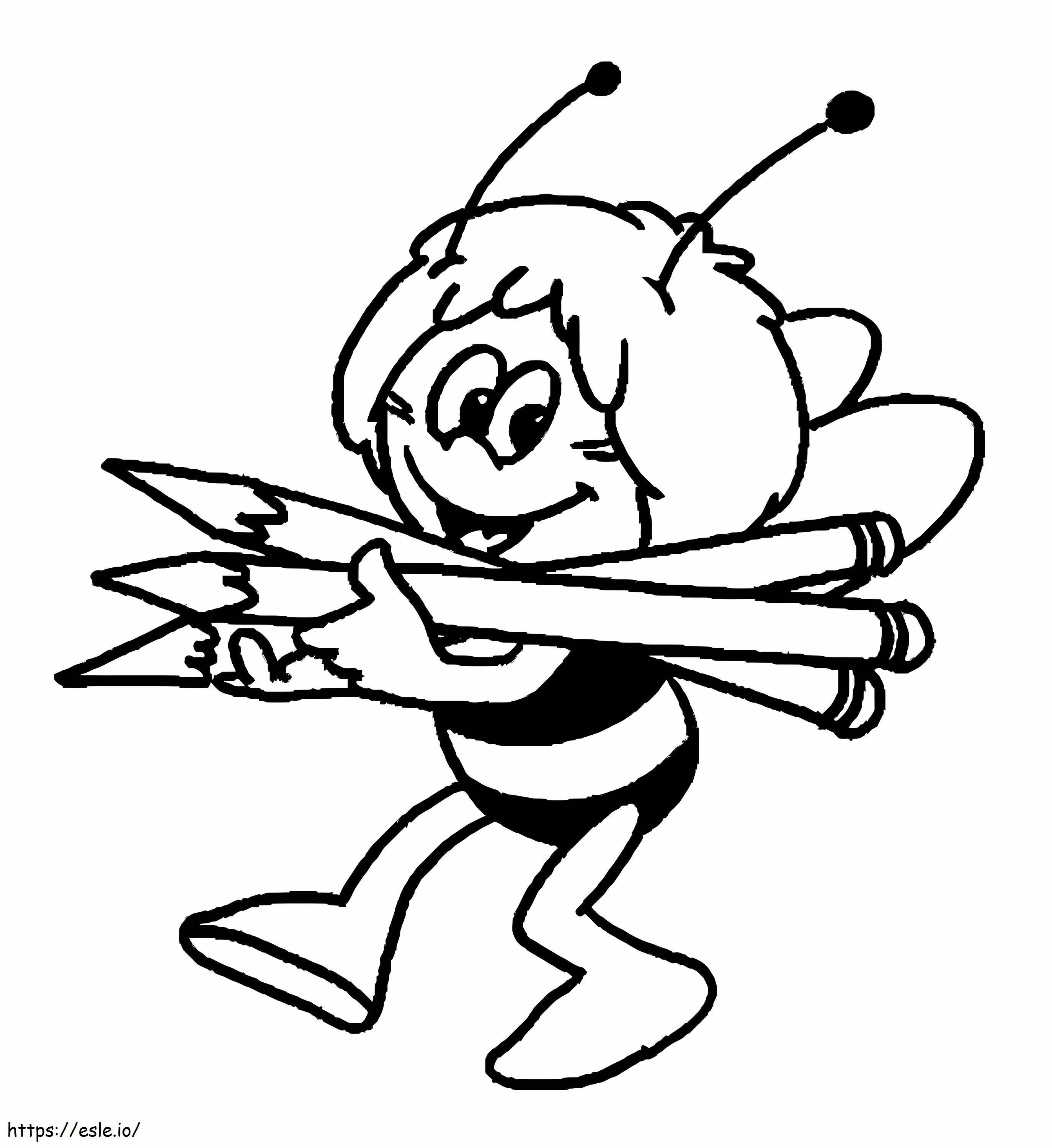 Biene mit drei Bleistiften ausmalbilder