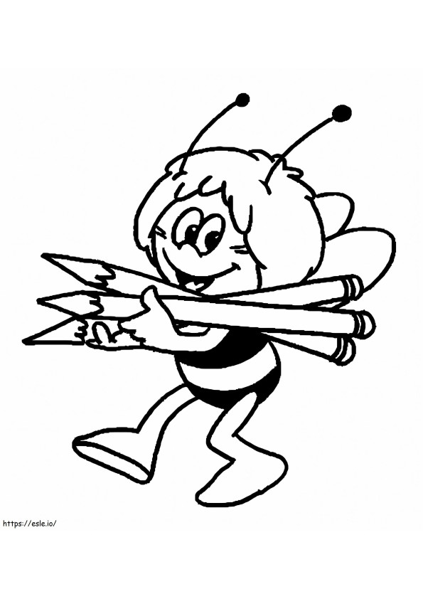 Bee With Three Pencils coloring page