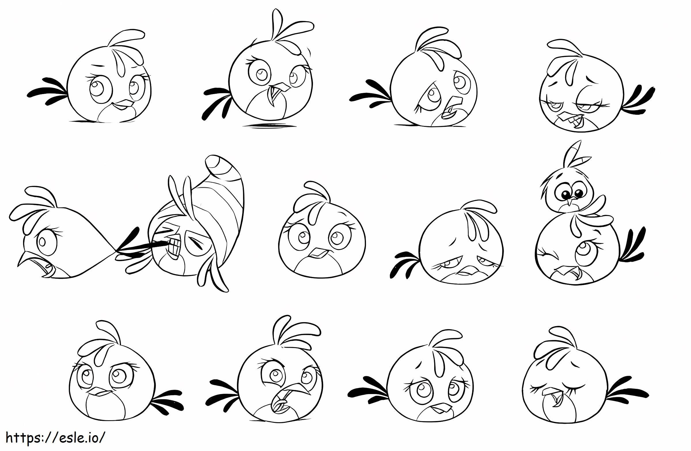 Coloriage Tous les types d'Angry Birds Stella à imprimer dessin