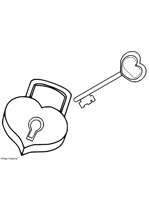 Heart Lock And Key coloring page