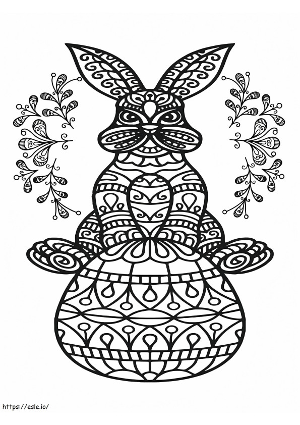 Coloriage Lapin de Pâques et oeuf pour adulte à imprimer dessin