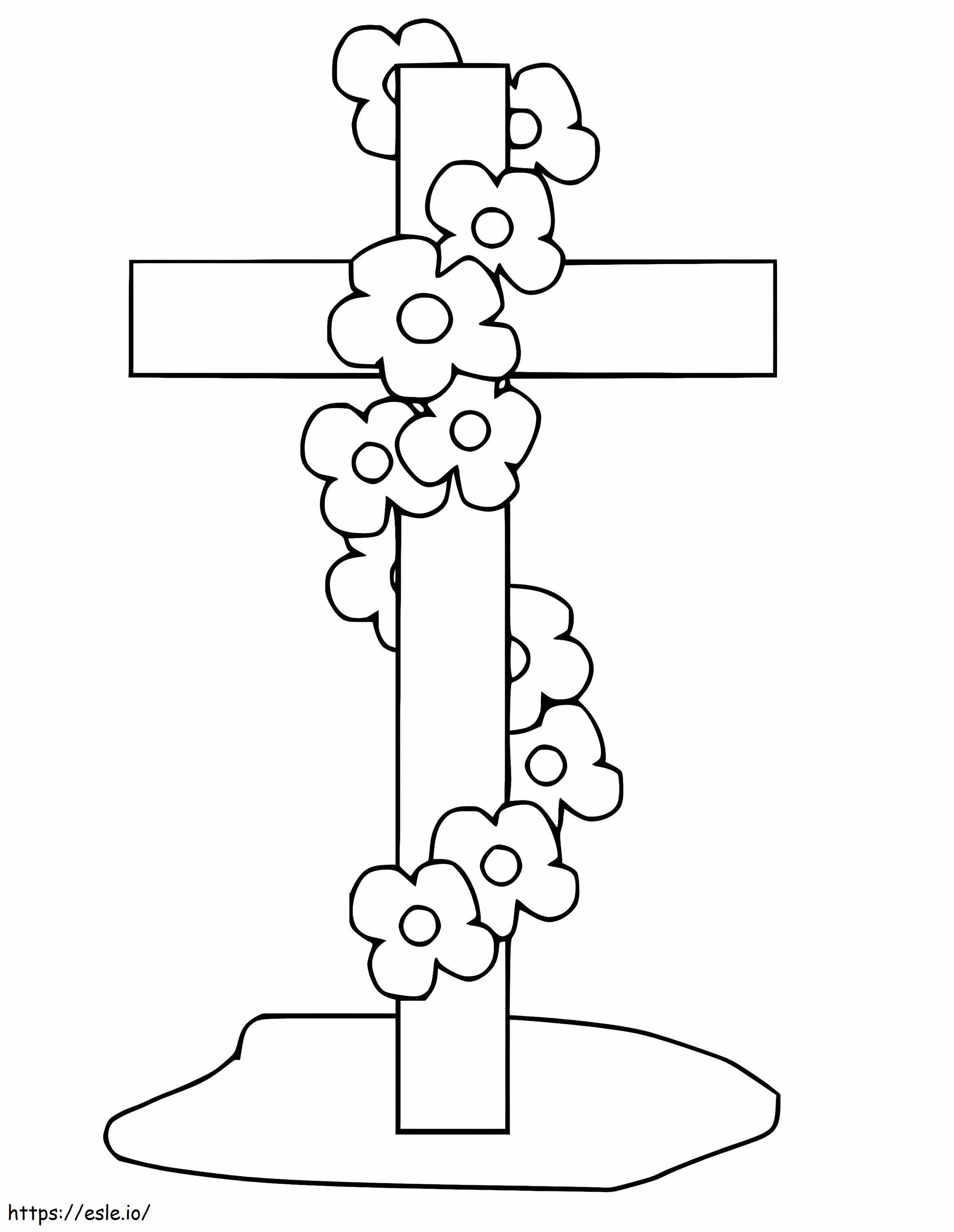 Easy Easter Cross coloring page