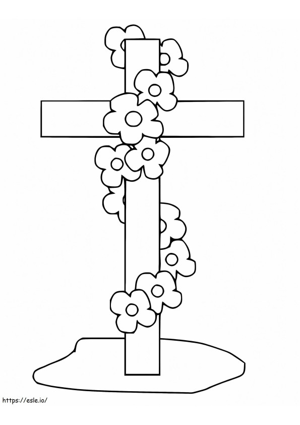 Łatwy krzyż wielkanocny kolorowanka