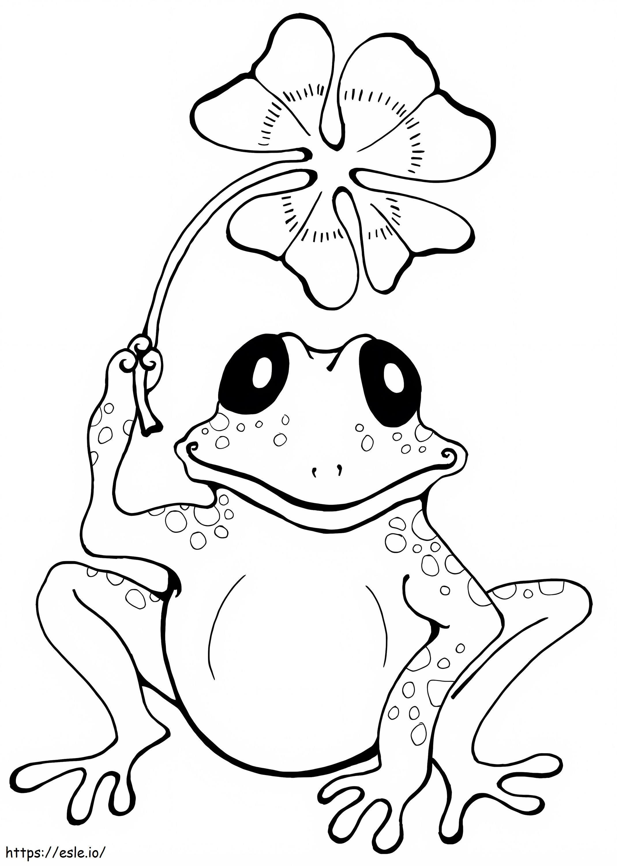 Frog With Four Leaf Clover coloring page
