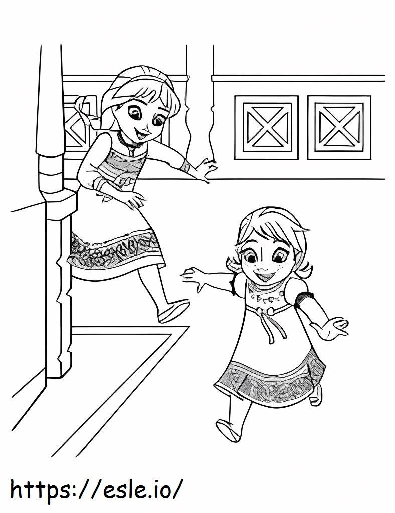 Coloriage A la recherche d'Elsa et d'Anna à imprimer dessin