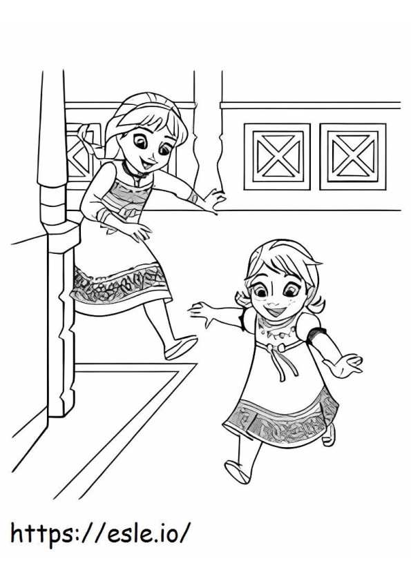 Em Busca de Elsa e Anna para colorir