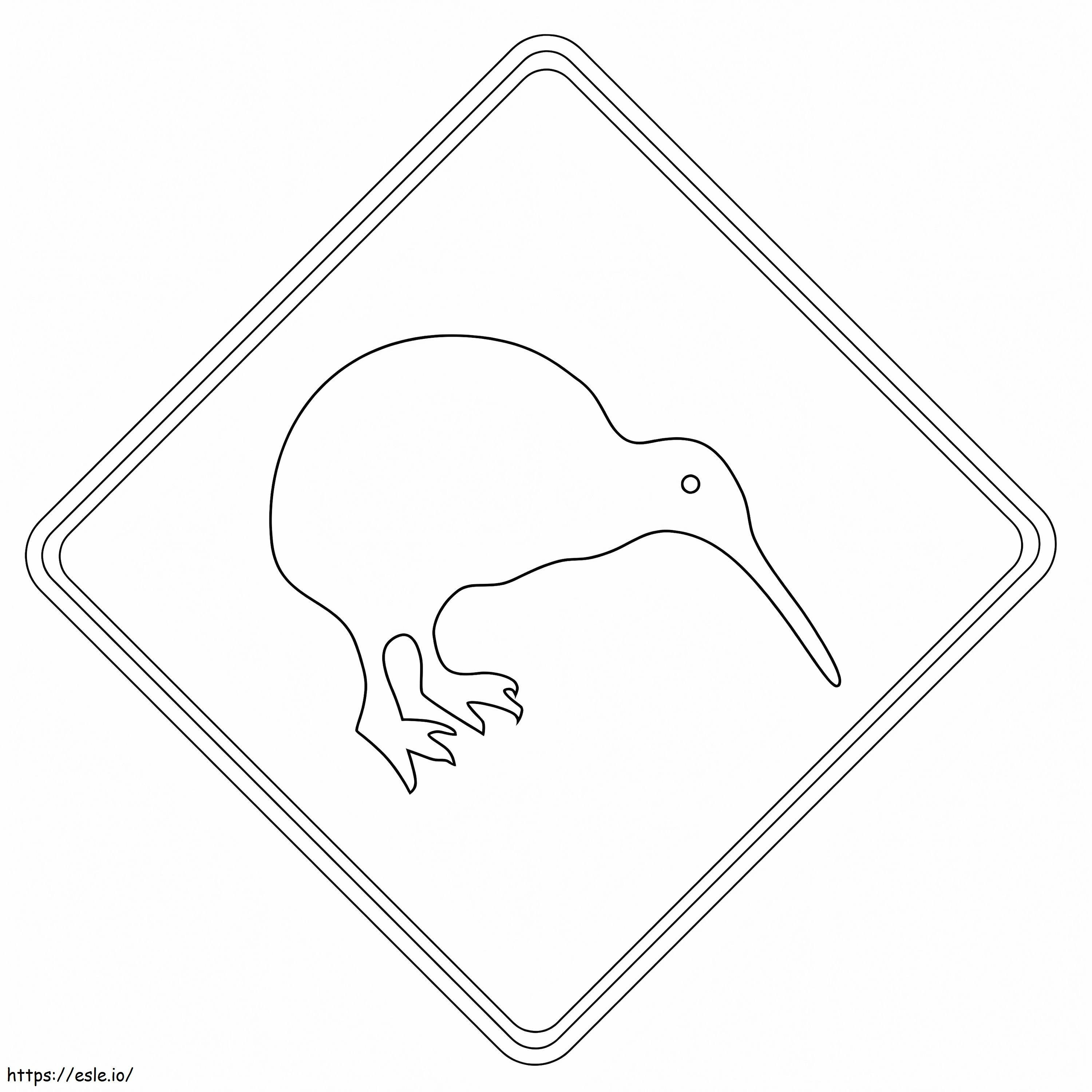 Coloriage Panneau de signalisation Kiwi à imprimer dessin