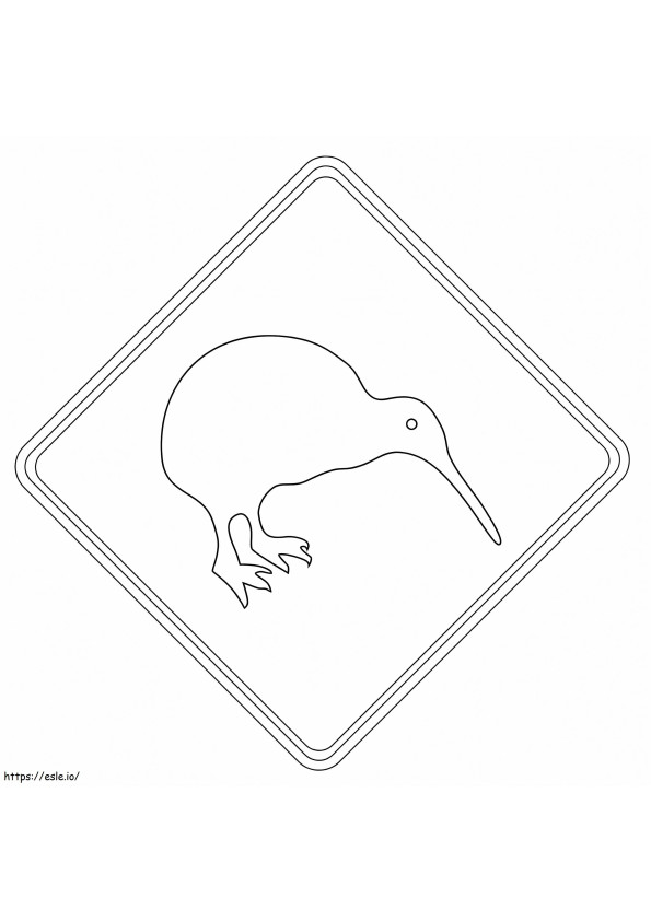 Coloriage Panneau de signalisation Kiwi à imprimer dessin