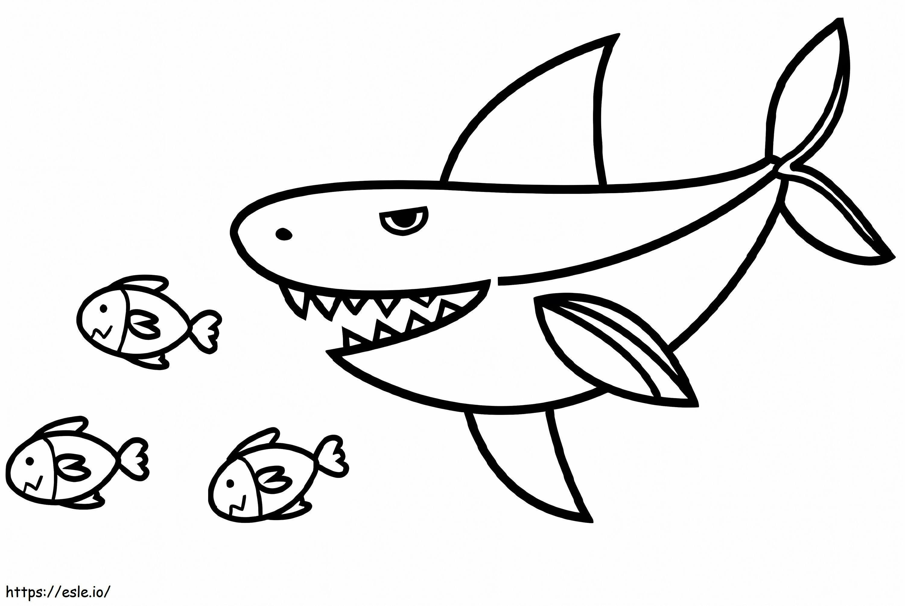 Shark Hunting Fishes coloring page