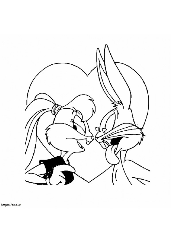 Coloriage Bugs Bunny et Lola Amor à imprimer dessin