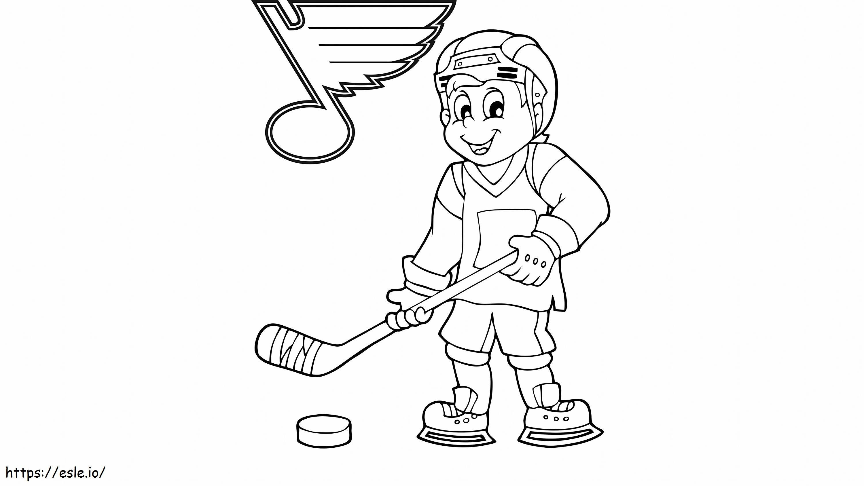 zabawny chłopiec grający w hokeja kolorowanka