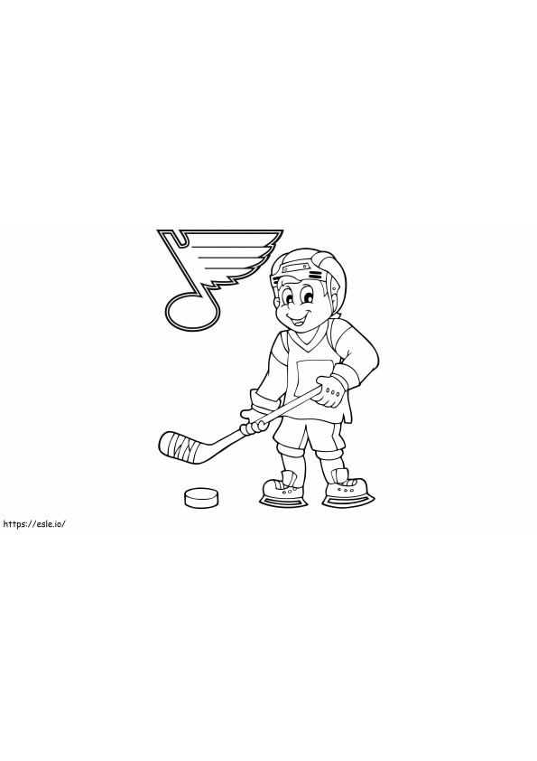Coloriage Garçon drôle jouant au hockey à imprimer dessin