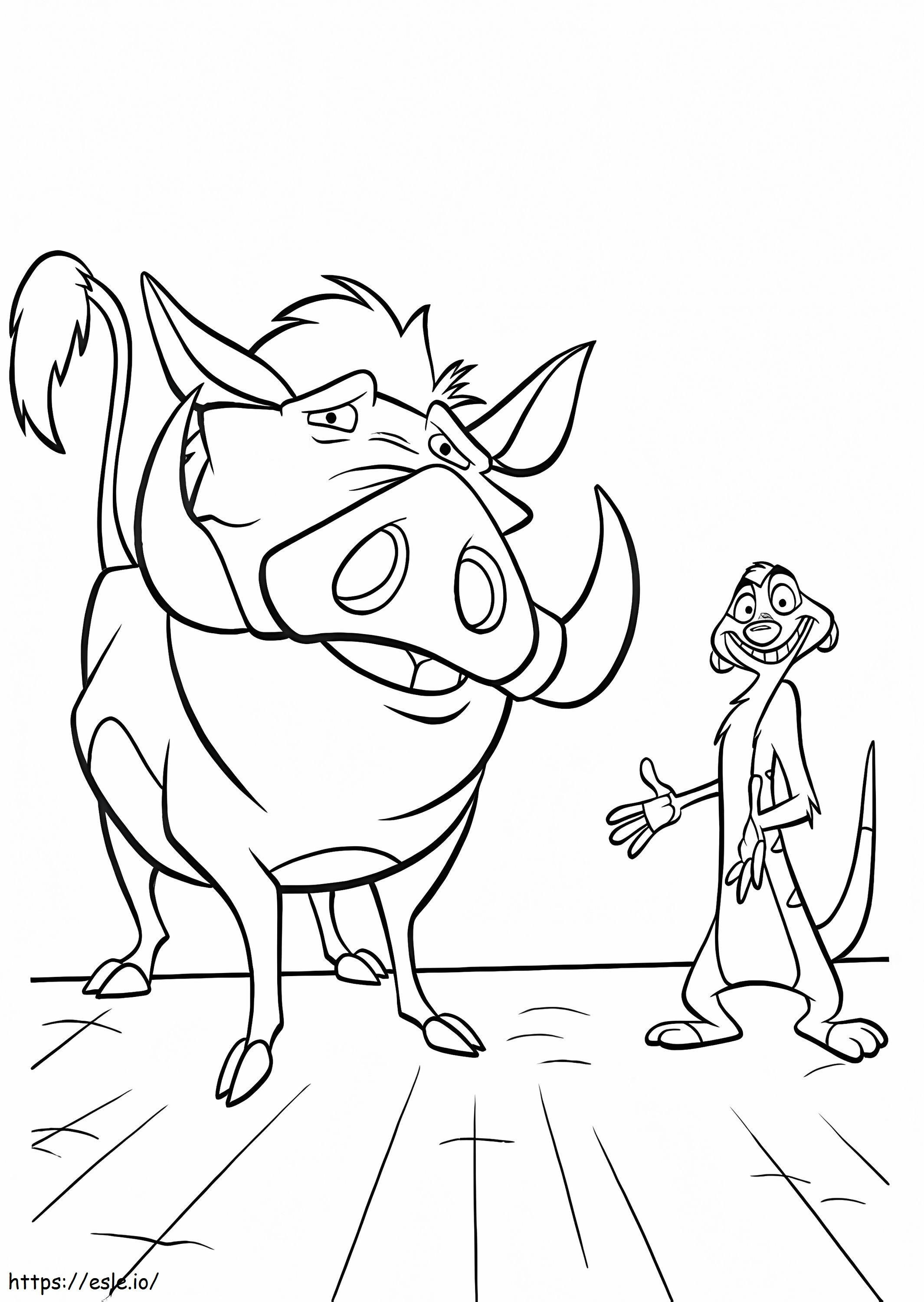 Timon și Pumbaa Zâmbind de colorat