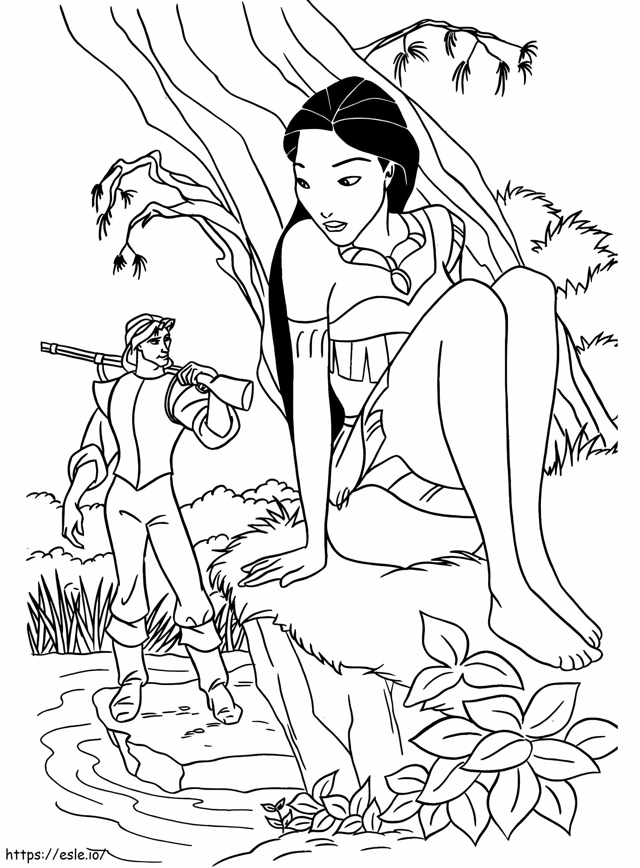 Pocahontas Hiding coloring page