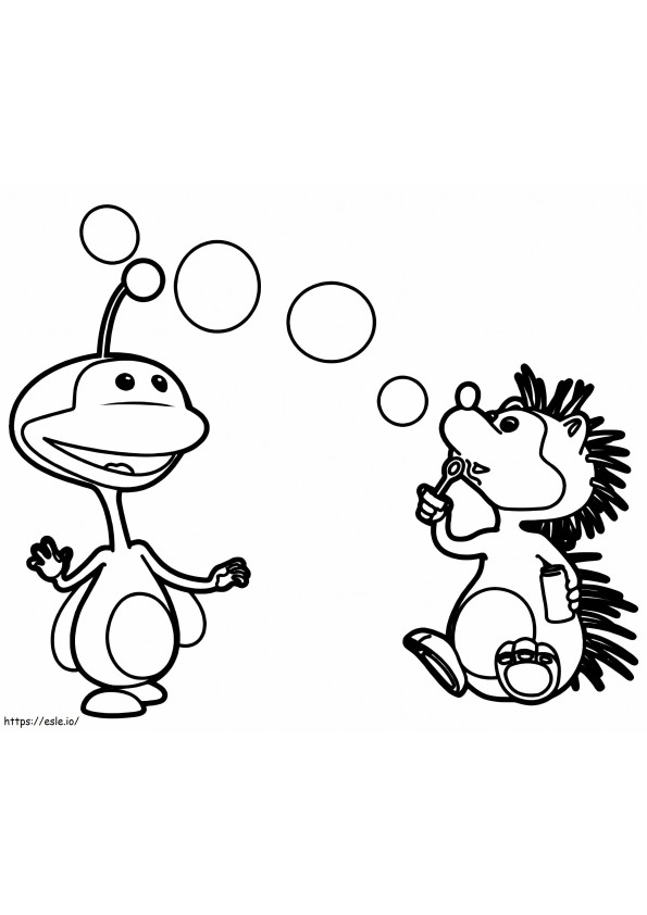 Uki And Hedgehog coloring page