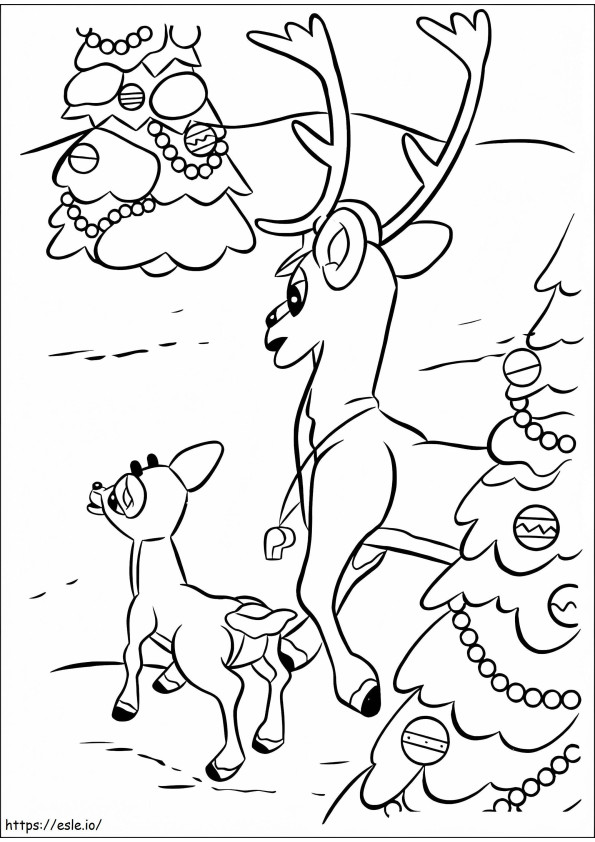 Rudolph With Father coloring page