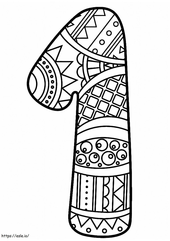 Number 1 Zentangle coloring page