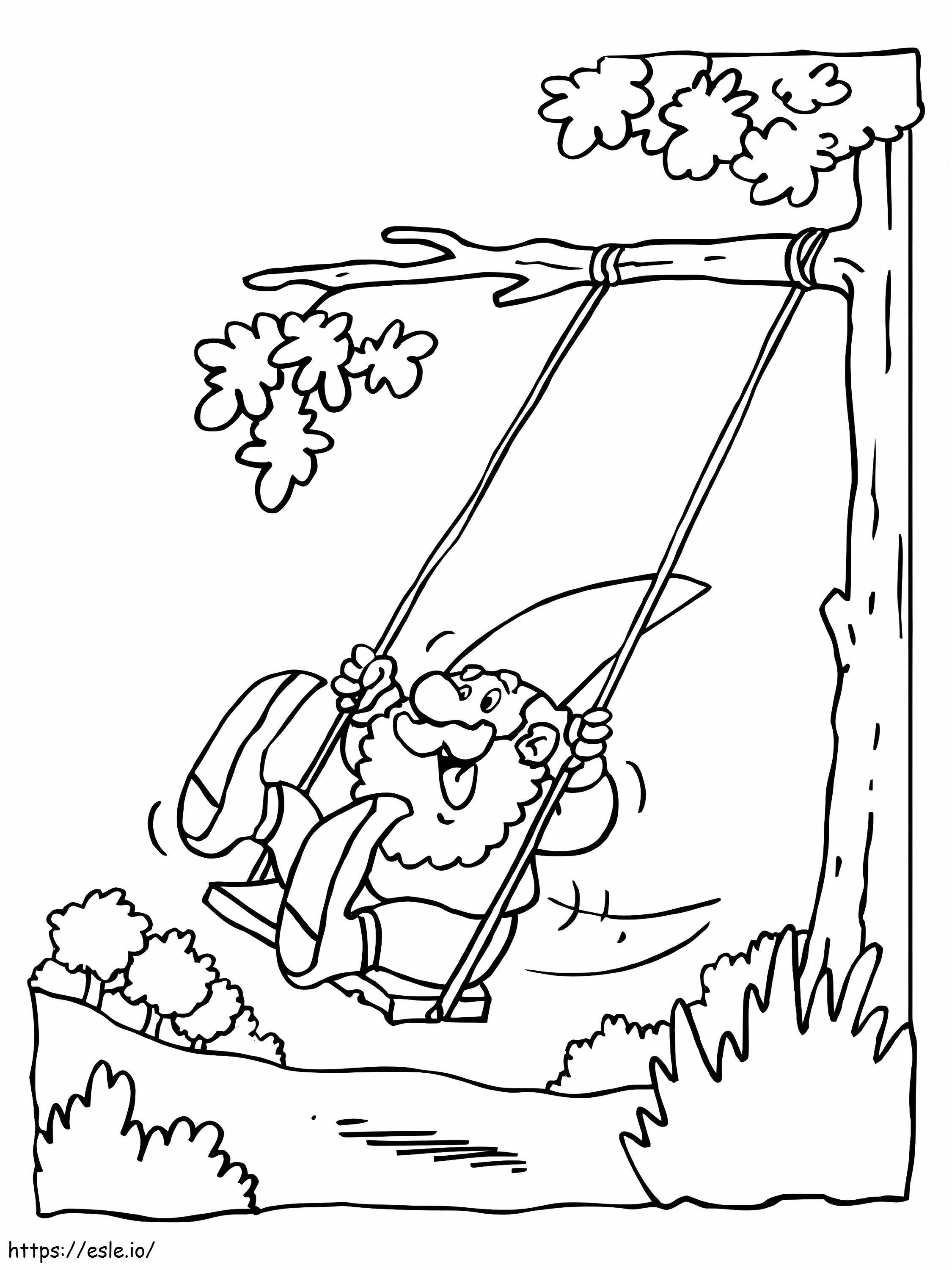 Gnome On A Swing coloring page