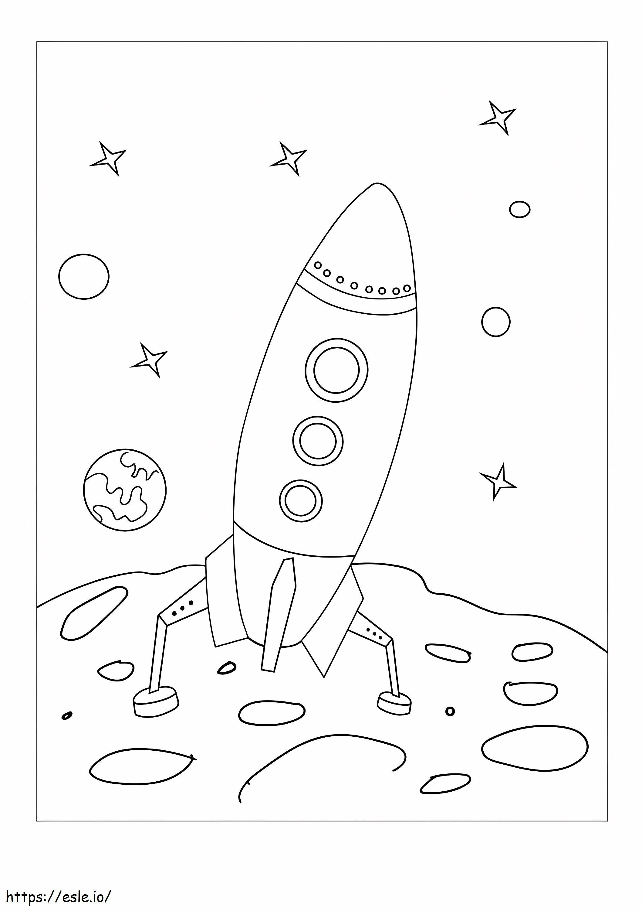 Spaceship On The Moon coloring page