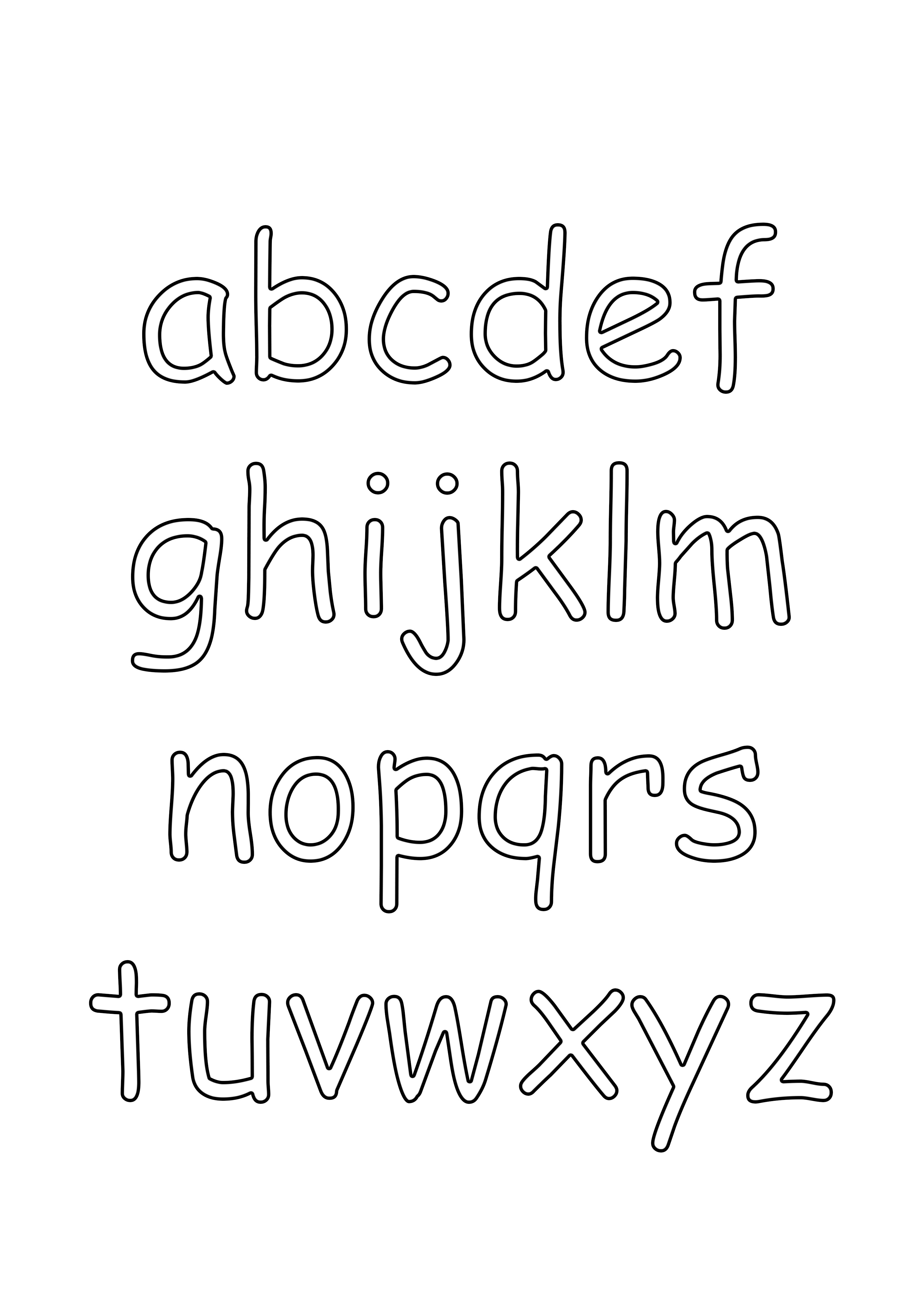 Stampa e colora l'alfabeto minuscolo gratuitamente