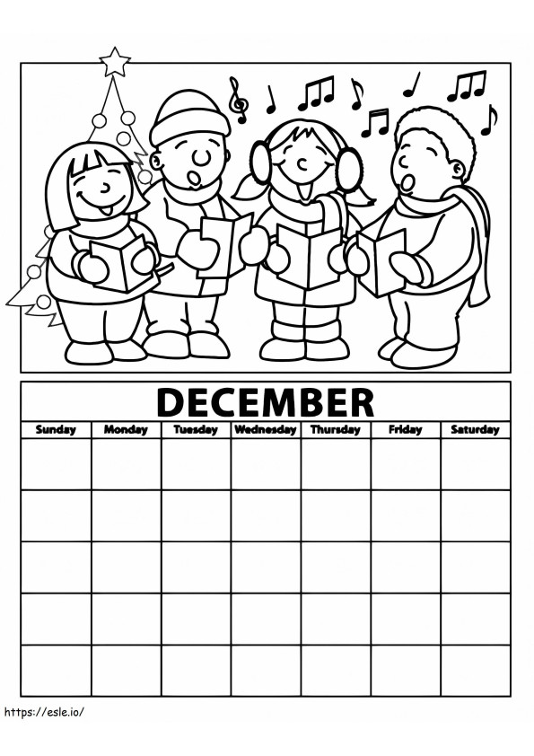Tulostettava joulukuun kalenteri värityskuva
