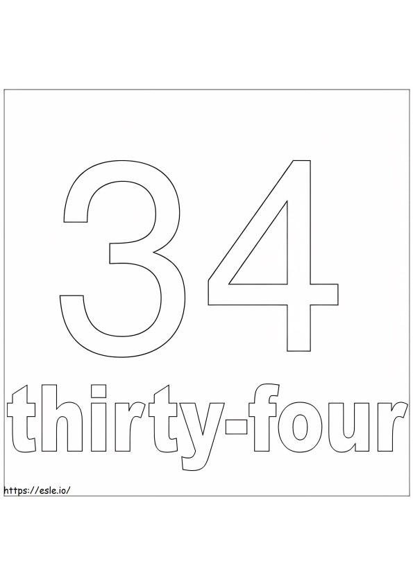 Número 34 para colorear | ESLE