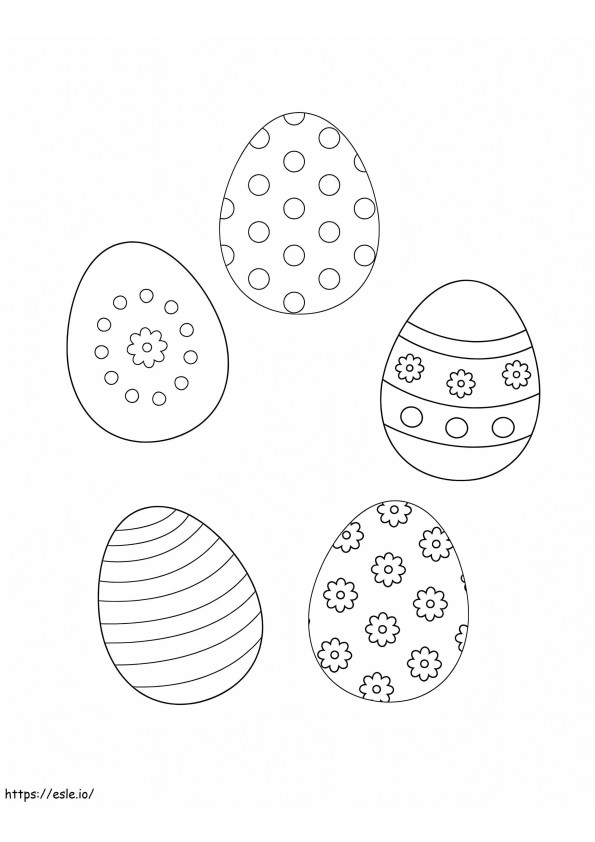 cinco huevos de pascua para colorear