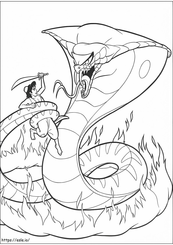 Aladdin Fighting Jafar A4 coloring page