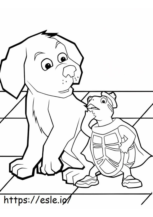 Tuck Tuck e cachorro para colorir