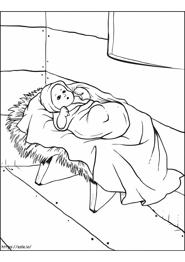 Baby Jesus In Manger Scene coloring page