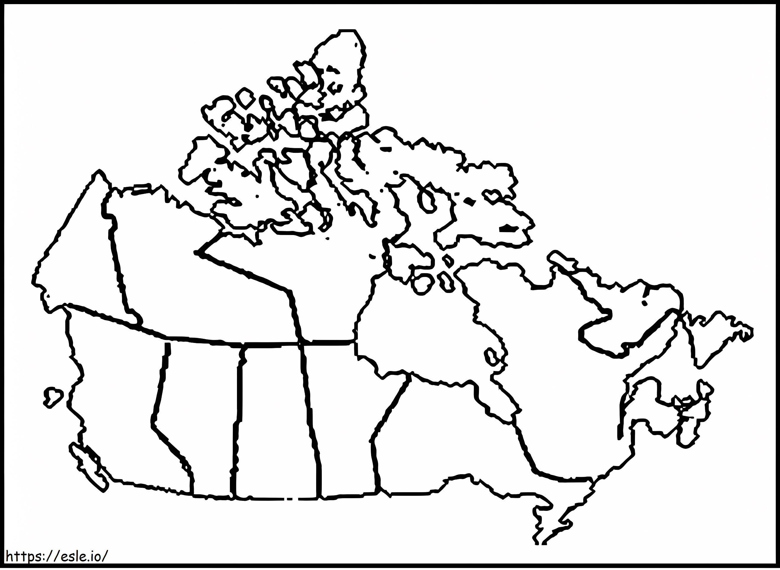 Mapa De Canadá 5 para colorear