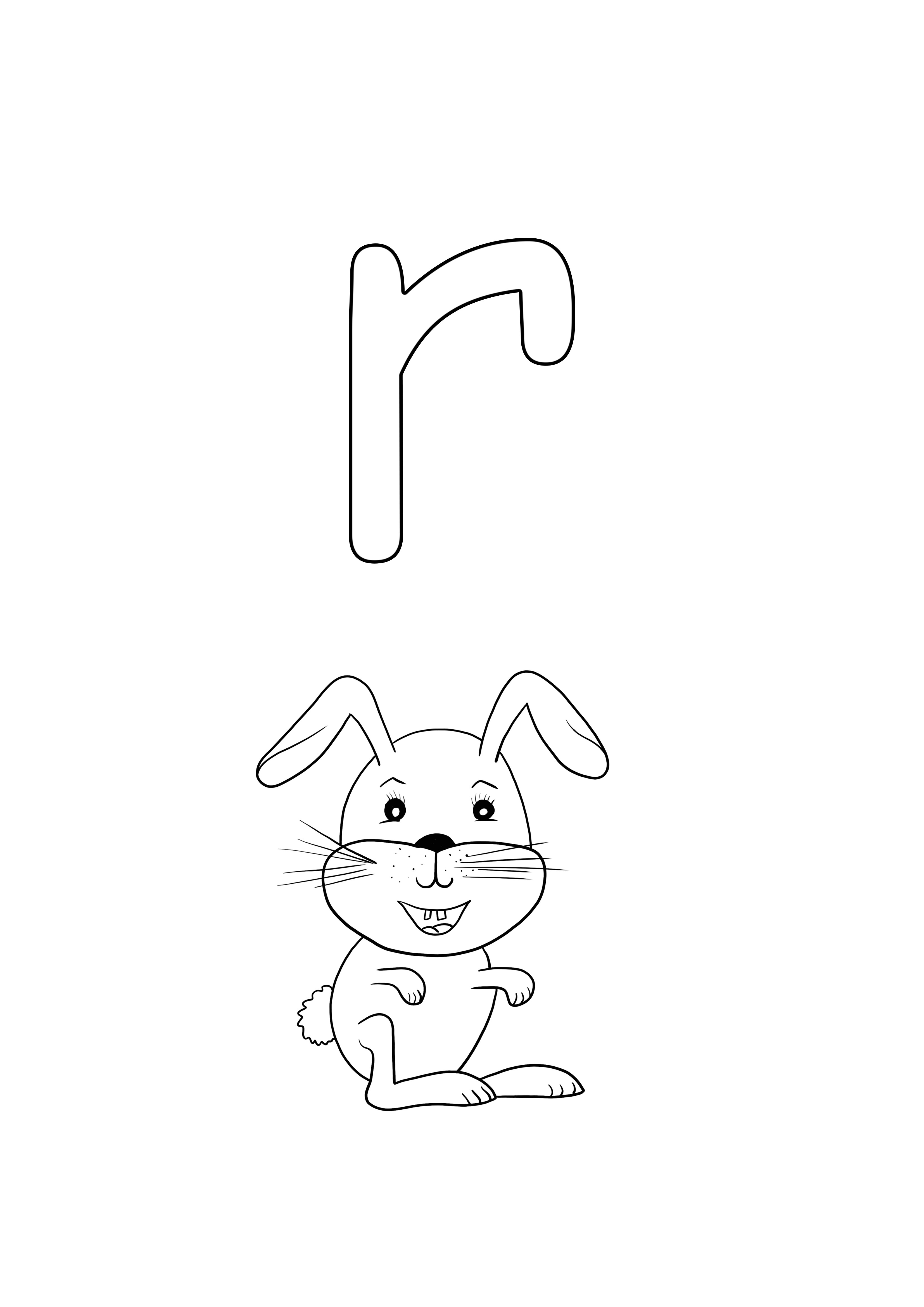 r è per il coniglio da stampare gratuitamente e colorare