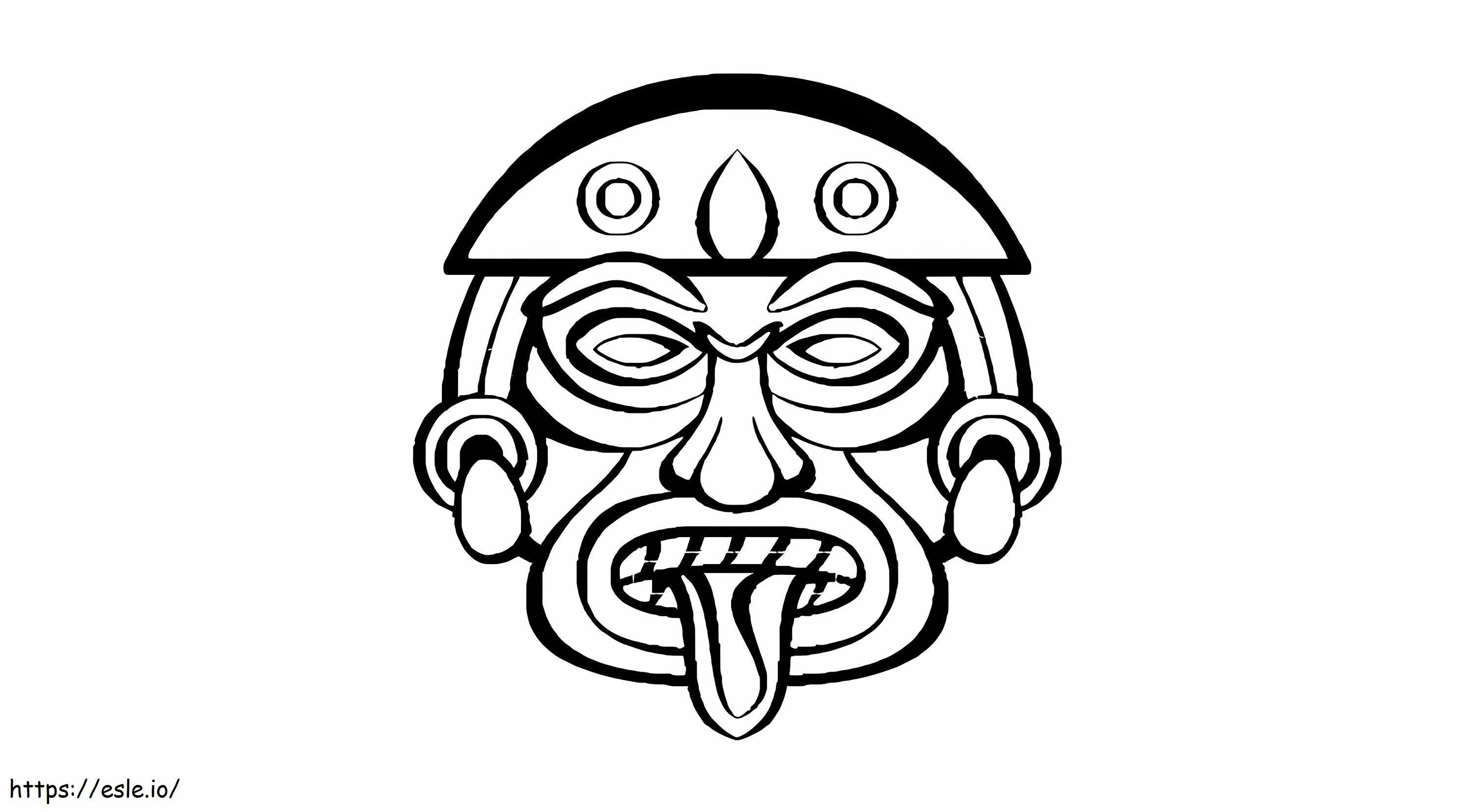 Mască aztecă de colorat