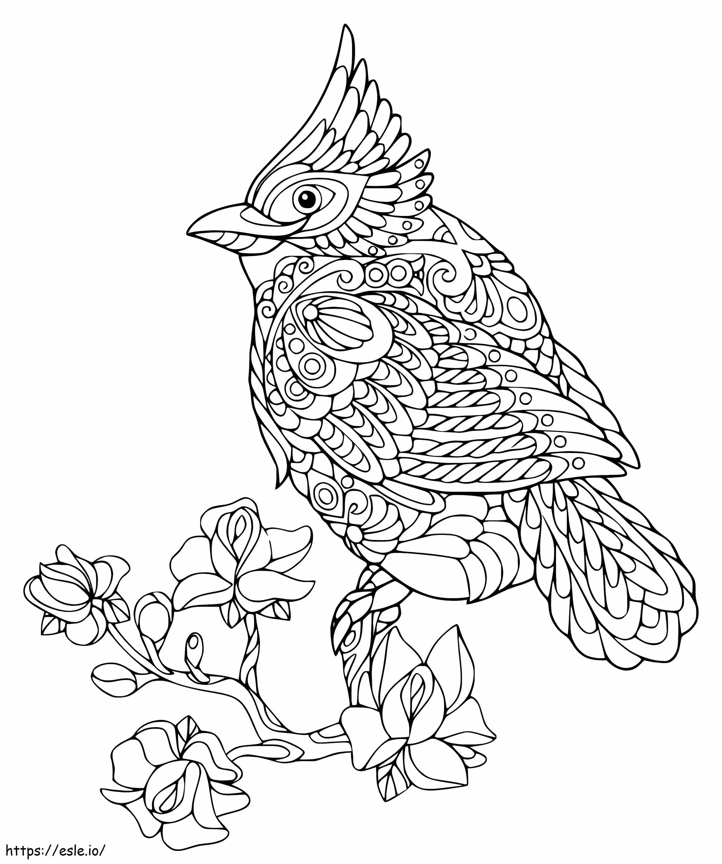 Coloriage Oiseau Cardinal Zentangle à imprimer dessin