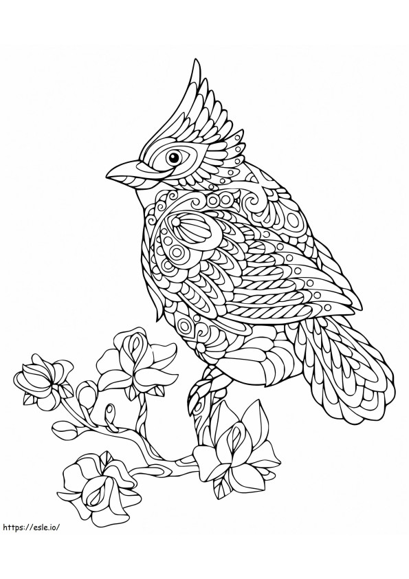 Cardinal Bird Zentangle värityskuva
