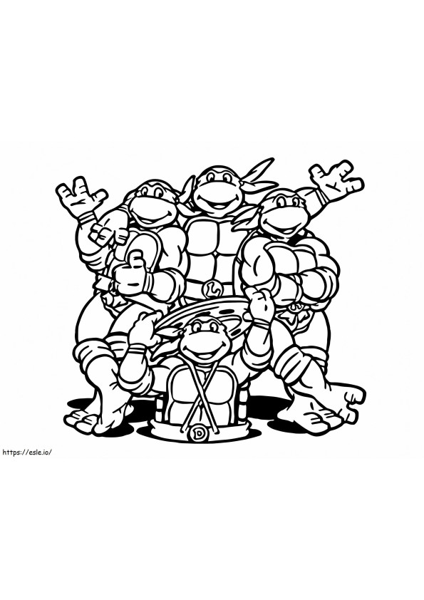 Tortugas Ninja mutantes adolescentes sonriendo para colorear