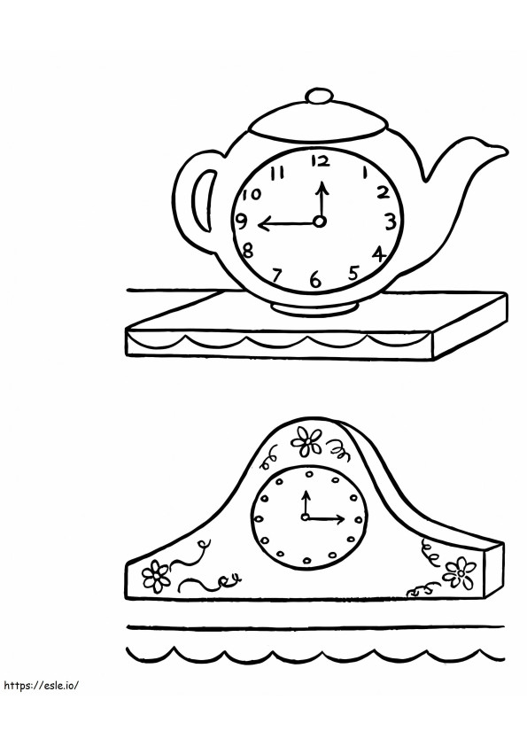 Clock 9 coloring page
